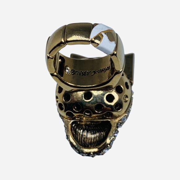 Betsey Johnson Sugar Skull Ring Sz 7 Crystal Stretch Ivy League Polka Dot - Picture 11 of 14